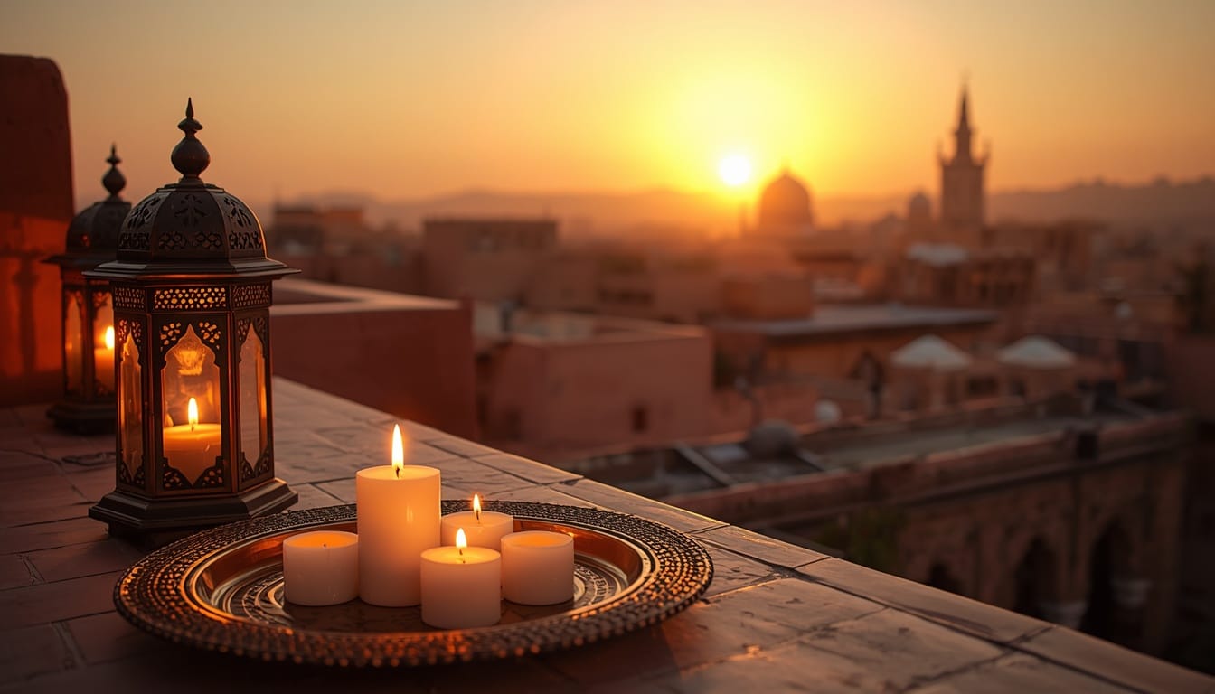 Atardecer sobre azoteas de Marrakech